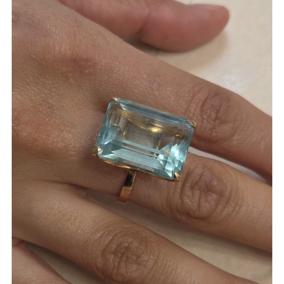 Maximino master jeweller Jewelry - 1950s-60s  14k Yellow Gold Maximino Emerald‎ Cut Cocktail Ring Size 7 Brazilian
